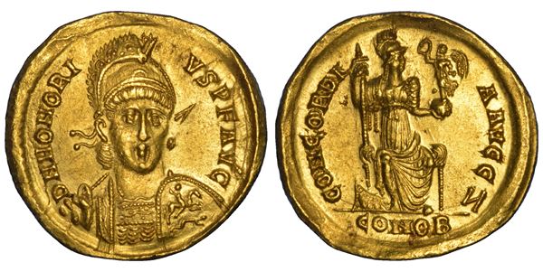 ONORIO, 393-423. Solido. Costantinopoli.