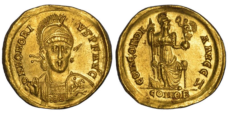 ONORIO, 393-423. Solido. Costantinopoli.  - Asta Numismatica - Cambi Casa d'Aste