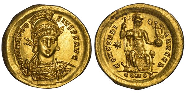 TEODOSIO II, 402-450. Solido, anni 408-420. Costantinopoli, Officina 4.