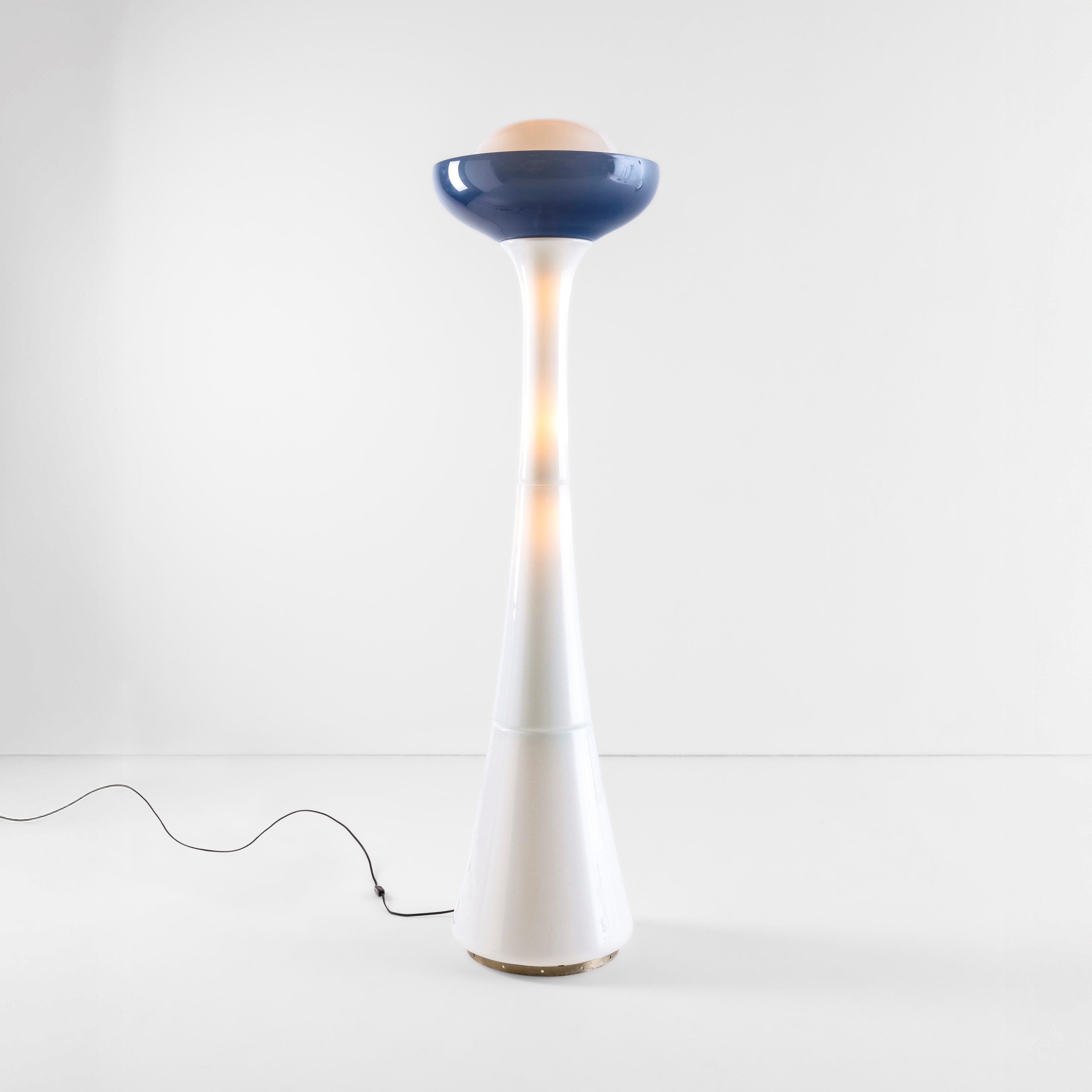 Carlo Nason - Lampada da terra in metallo cromato e vetro di Murano