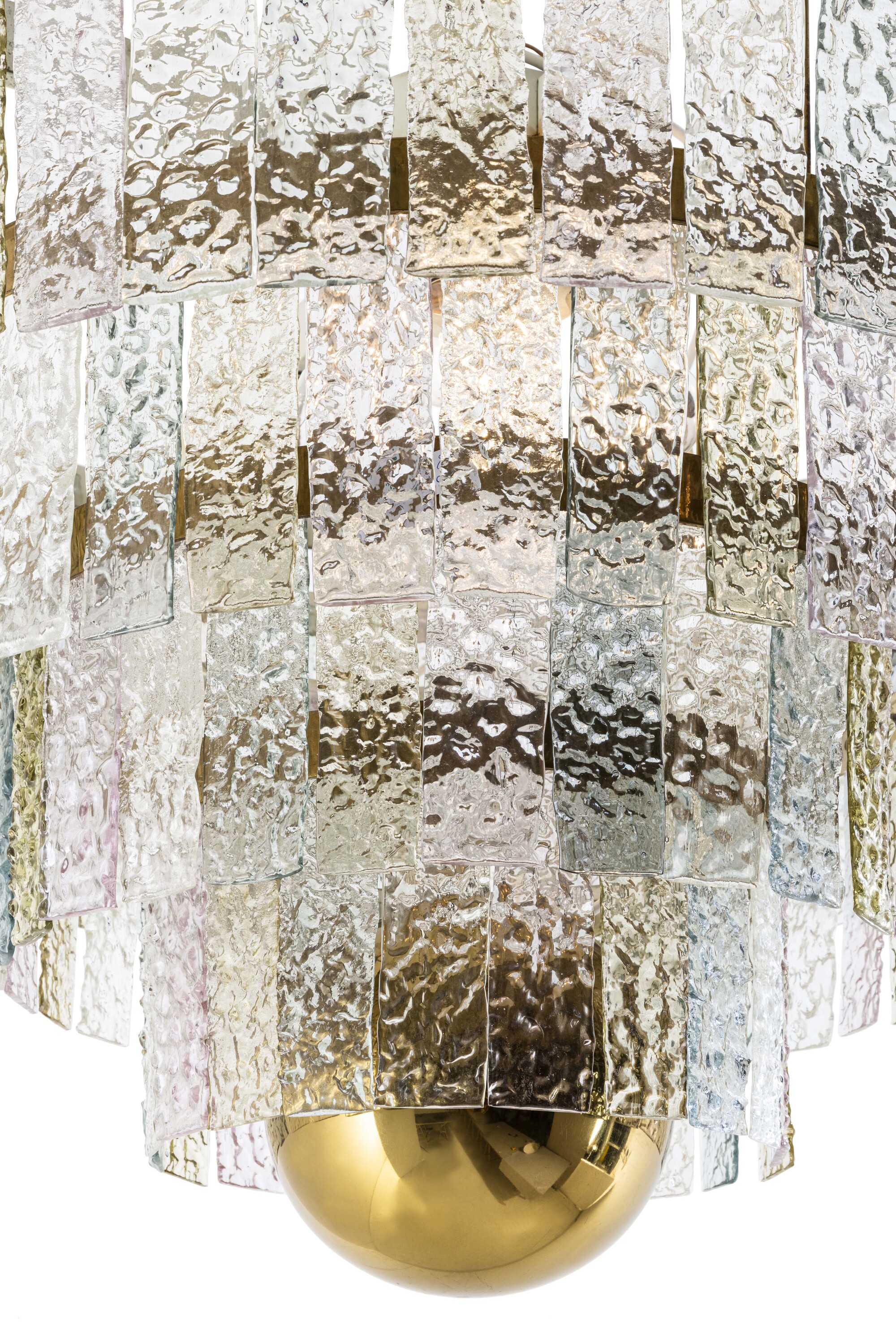 Angelo Lelii - Lampada a sospensione in ottone e vetro di Murano (Arredoluce), 1965