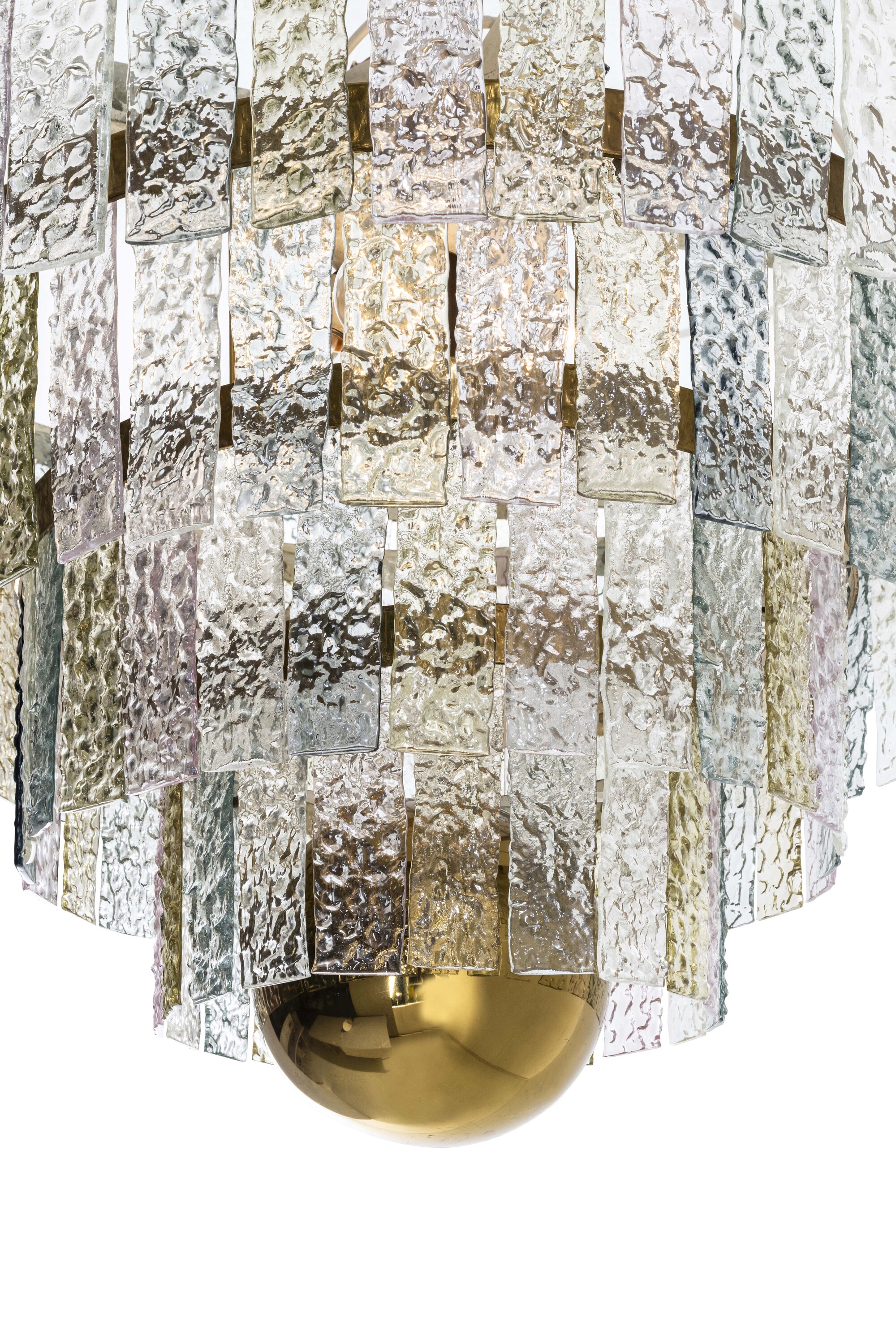 Angelo Lelii - Lampada a sospensione in ottone e vetro di Murano (Arredoluce), 1965