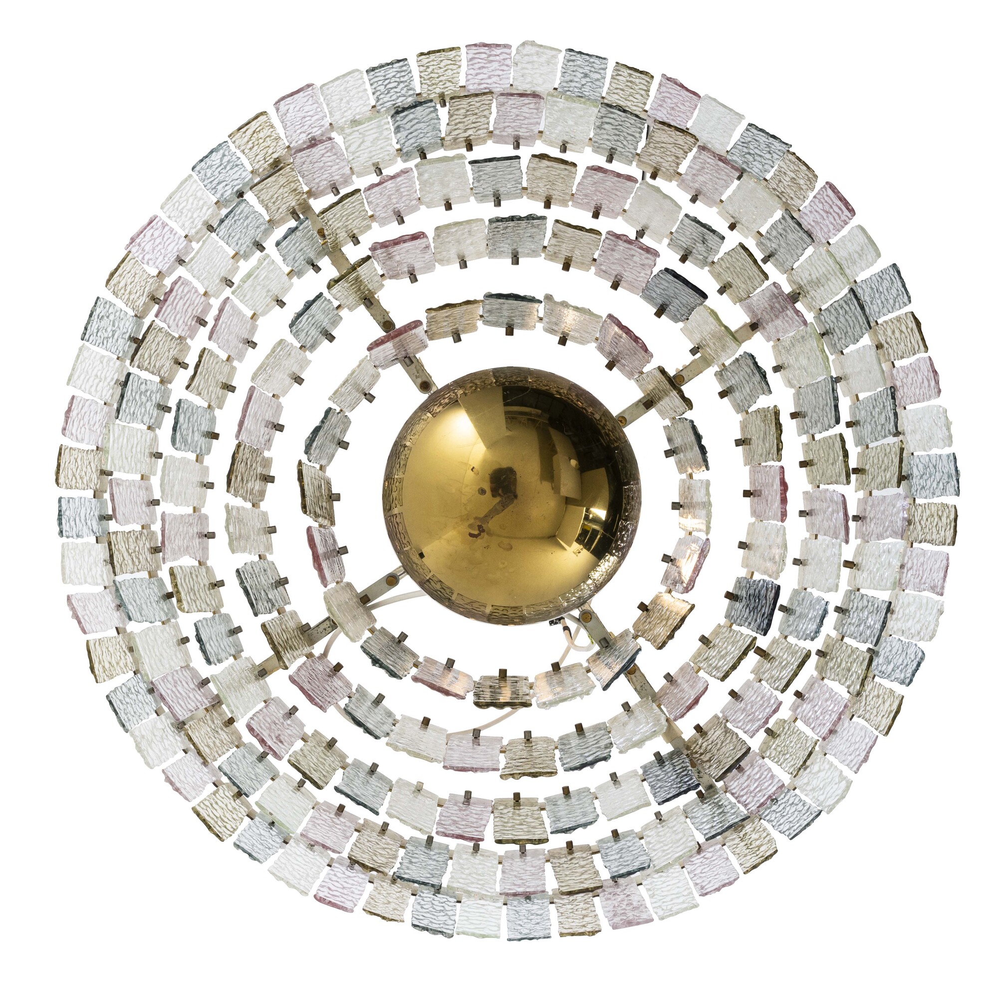 Angelo Lelii - Lampada a sospensione in ottone e vetro di Murano (Arredoluce), 1965