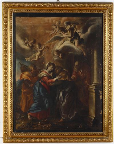 Scuola genovese del XVII secolo, Visitazione, olio su tela