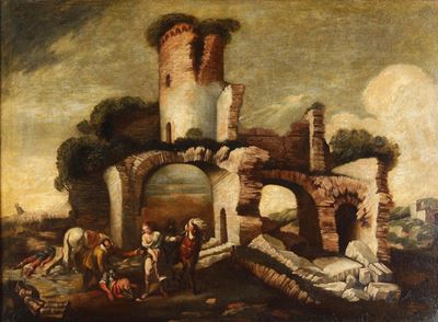Paesaggio con architetture e figure