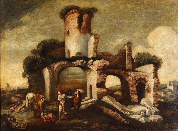 Paesaggio con architetture e figure