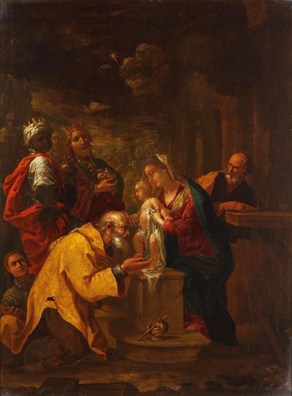 Scuola del XVII secolo Adorazione dei Magi