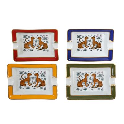 Hermès, Les Léopards, posacenere in porcellana policroma