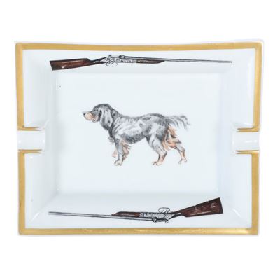 Hermès, Water Spaniel, porcellana policroma con decorazione a oro, XX secolo