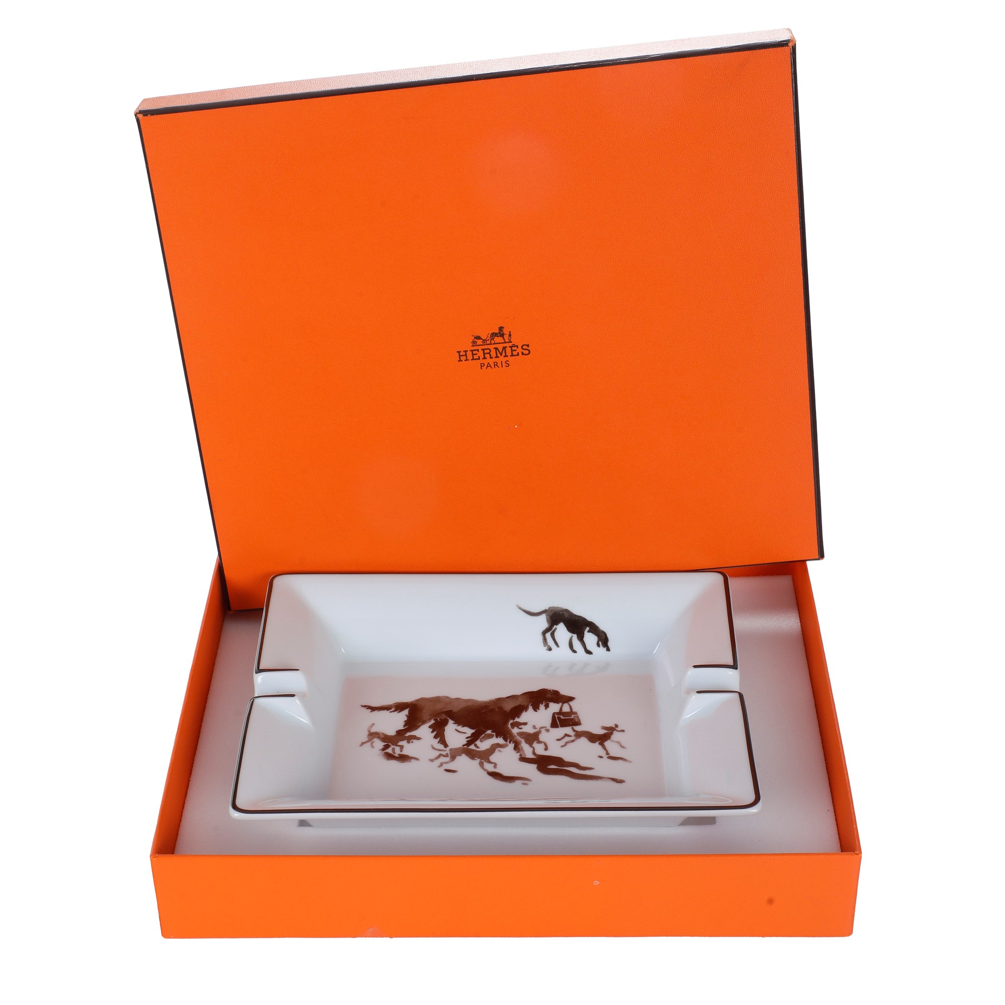 Hermès, cane con borsa Kelly, porcellana, marca “Hermès - Paris H” (XX secolo)