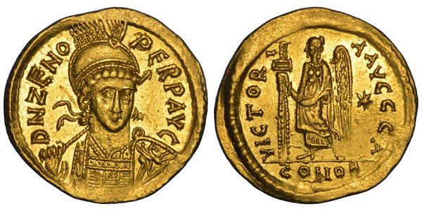 ZENONE, 474-491. Solido, anni 476-491. Costantinopoli.