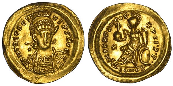TEODOSIO II, 402-450. Solido, anni 443-450. Costantinopoli.