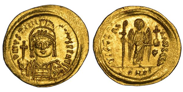 GIUSTINIANO I, 527-565. Solido, anni 527-565. Costantinopoli.