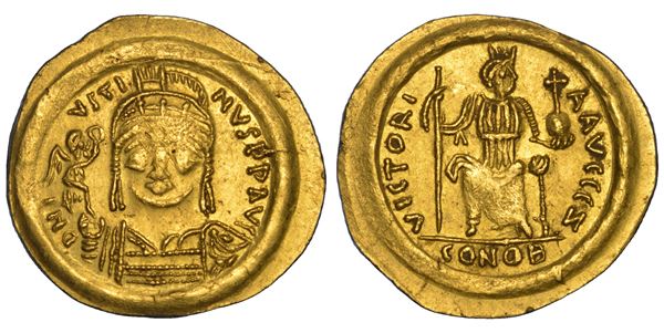 GIUSTINO II, 565 - 578. Solido, anni 565-578. Ravenna.