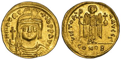Maurizio Tiberio (attrib.), Solido, Costantinopoli?, anni 583–601