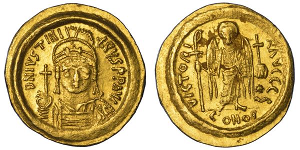 GIUSTINIANO I, 527-565. Solido. Costantinopoli.