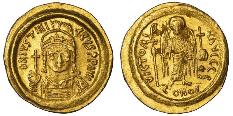 GIUSTINIANO I, 527-565. Solido. Costantinopoli.  - Asta Numismatica - Cambi Casa d'Aste