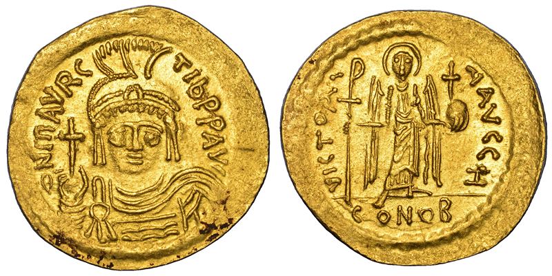 MAURIZIO TIBERIO, 582-602. Solido, anni 583-602. Costantinopoli.  - Asta Numismatica - Cambi Casa d'Aste