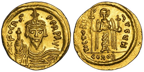 FOCAS, 602-610. Solido, anni 603-607. Costantinopoli.