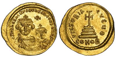 Eraclio I e Eraclio Costantino, Solido in oro, 610–641 (Costantinopoli)