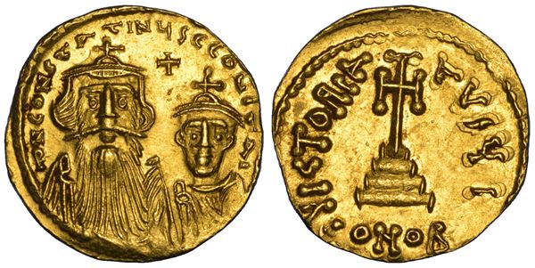 COSTANTE II E COSTANTINO IV, 641-668. Solido, anni 651-654. Costantinopoli.