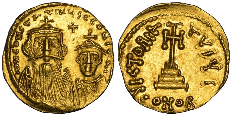 Costante II e Costantino IV, Solidus (anni 651-654), Costantinopoli