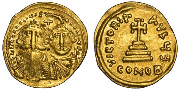 ERACLIO ED ERACLIO COSTANTINO, 610-641. Solido, anni 616-625. Costantinopoli.