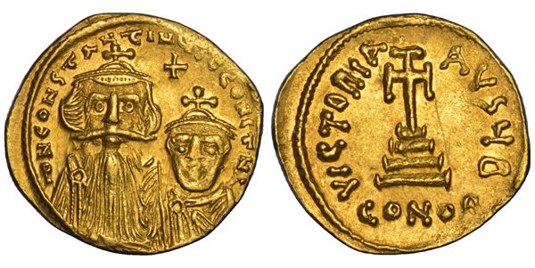 COSTANTE II E COSTANTINO IV, 641-668. Solido, anni 654-659. Costantinopoli.