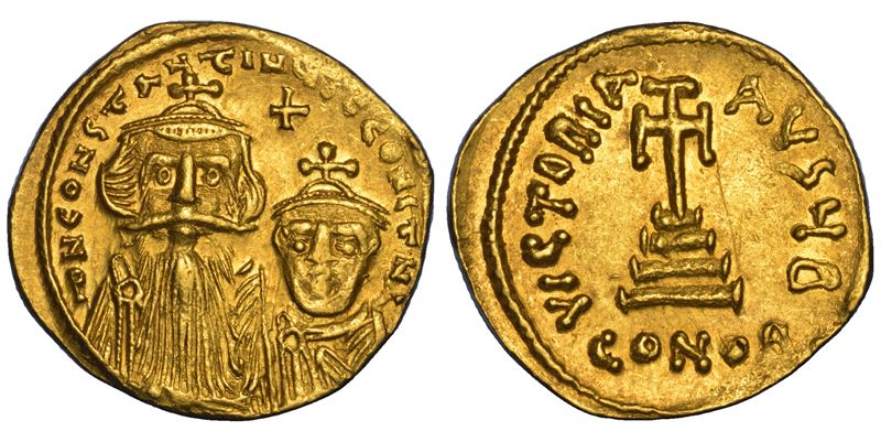 Costante II e Costantino IV, Solido (641–668), Costantinopoli