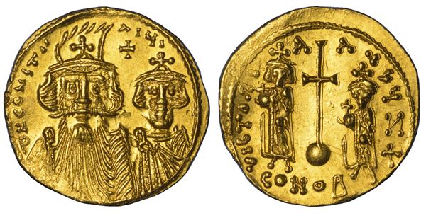 COSTANTE II, COSTANTINO IV, ERACLIO E TIBERIO, 659–668. Solido, anni 659-661. Costantinopoli.