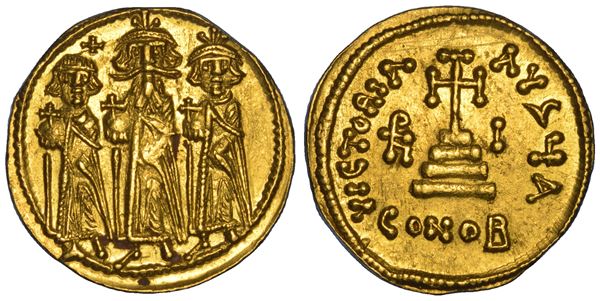 ERACLIO con ERACLIO COSTANTINO ed ERACLONA, ​​610-641. Solido. Costantinopoli.