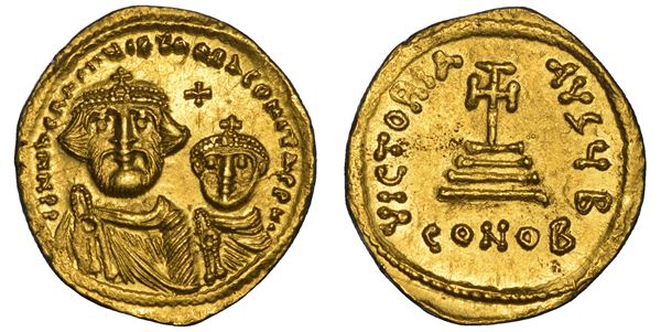 ERACLIO ED ERACLIO COSTANTINO,  610-641. Solido, anni 625-629. Costantinopoli.