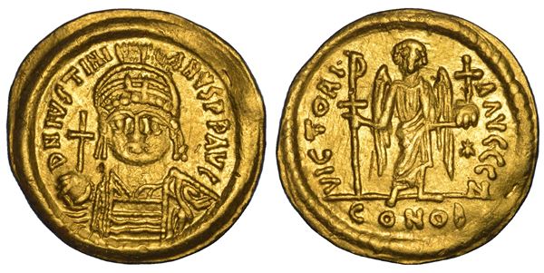 GIUSTINIANO I, 527–565. Solido. Costantinopoli.
