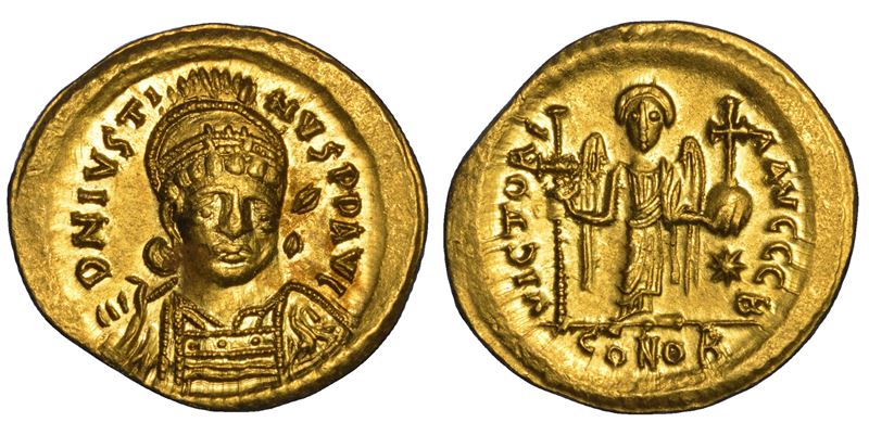 GIUSTINO I, 518–527. Solido, anni 518–522. Costantinopoli.  - Asta Numismatica - Cambi Casa d'Aste