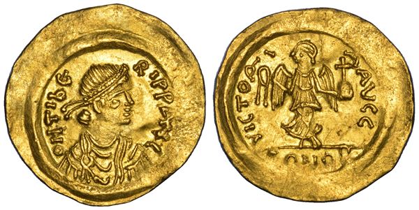 MAURIZIO TIBERIO, 582-602. Semisse. Costantinopoli.