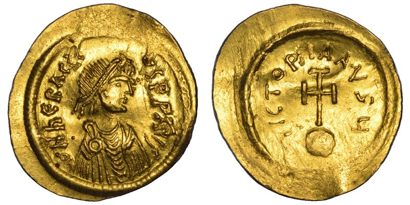 ERACLIO, 610–641. Semisse, anni 610–613. Costantinopoli.  - Asta Numismatica - Cambi Casa d'Aste