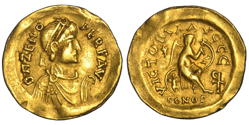 ZENONE, 476-491. Semisse. Costantinopoli.  - Asta Numismatica - Cambi Casa d'Aste