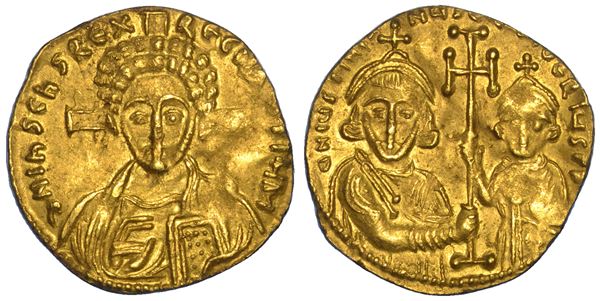 GIUSTINIANO II E TIBERIO, 705-711. Semisse. Costantinopoli, anni 705-711.
