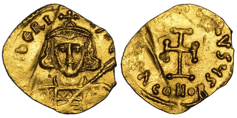TIBERIO III APSIMARO, 698-705. Tremisse. Costantinopoli.  - Asta Numismatica - Cambi Casa d'Aste