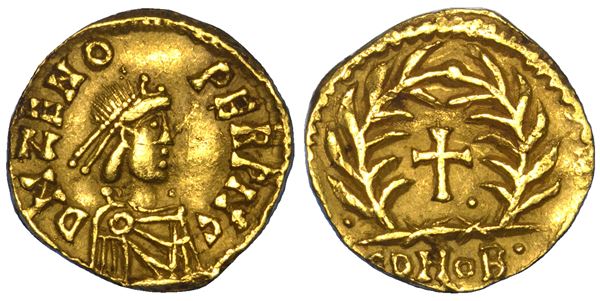 OSTROGOTI. ODOACRE, 476-493. Tremisse in nome di Zenone. Mediolanum.