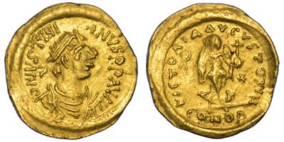 Giustiniano I, Tremisse in oro (Costantinopoli)