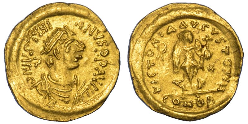 GIUSTINIANO I, 527-565. Tremisse. Costantinopoli.  - Asta Numismatica - Cambi Casa d'Aste