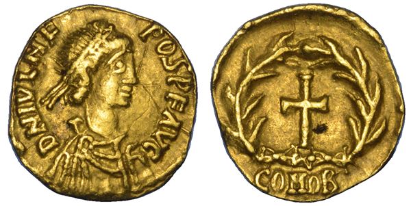 GIULIO NEPOTE, 474-480. Tremisse, anni 474–475. Mediolanum.
