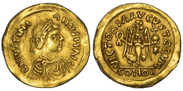 GIUSTINIANO I, 527-565. Tremisse. Ravenna.