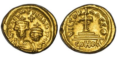 Eraclio, Solido 614-615 d.C., Cartagine (con Eraclio Costantino)