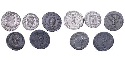 Settimio Severo, Denari e antoniniani imperiali (lotto di cinque monete)