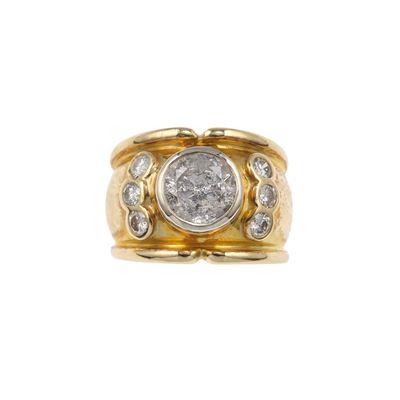 Anello a fascia in oro giallo 750/1000 con diamante taglio brillante (ct 2,00 circa)