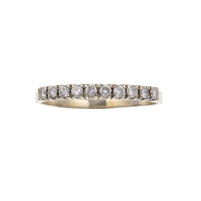 Anello in oro bianco 750/1000 con dieci diamanti taglio brillante (tot. ct 0,50 ca.)