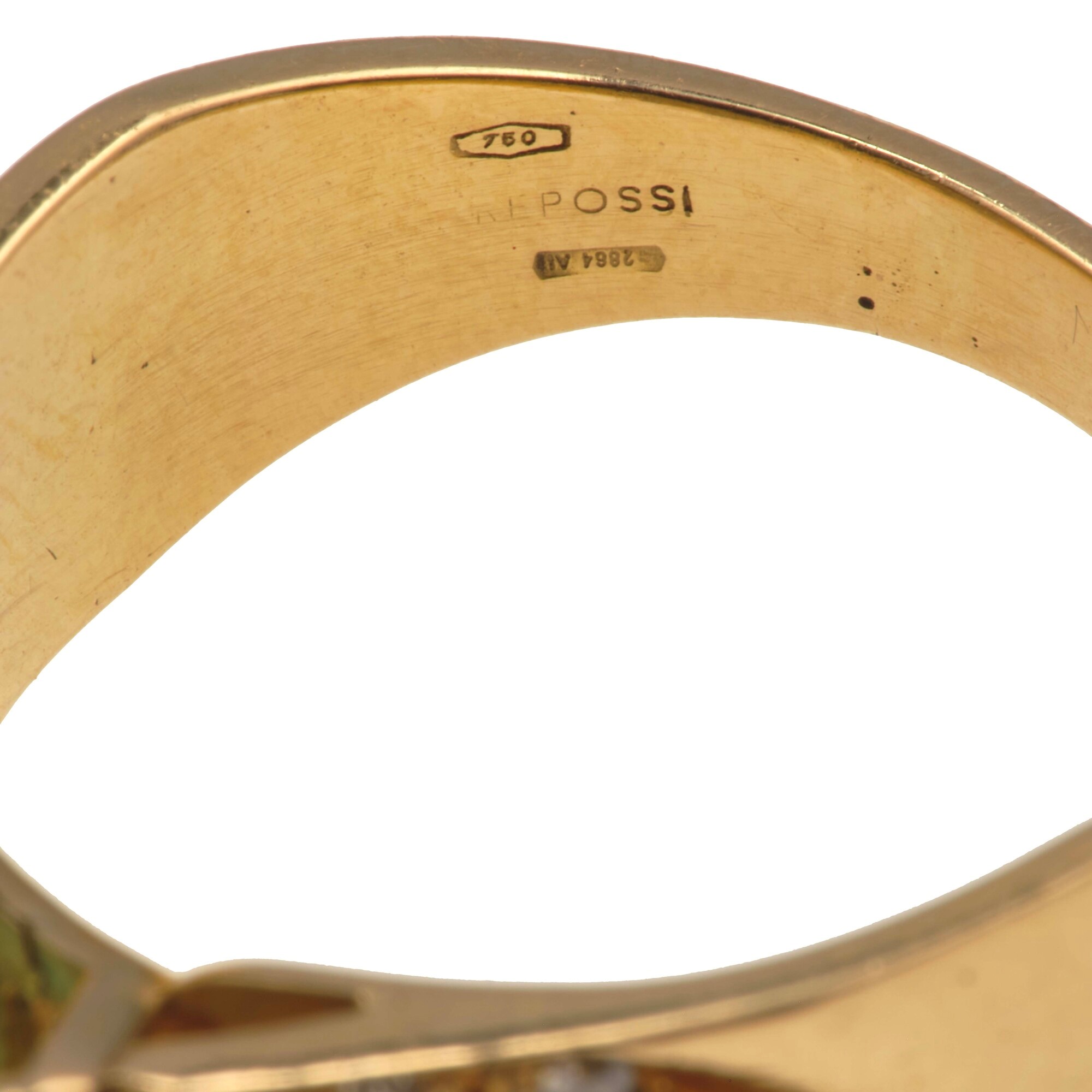 Repossi, Anello con smeraldo e diamanti in oro giallo 750/1000