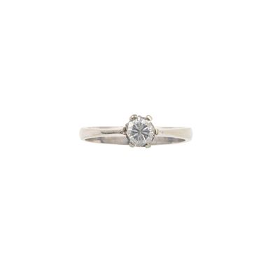 Anello in oro bianco 750/1000 con diamante taglio brillante, ct 0,45 circa
